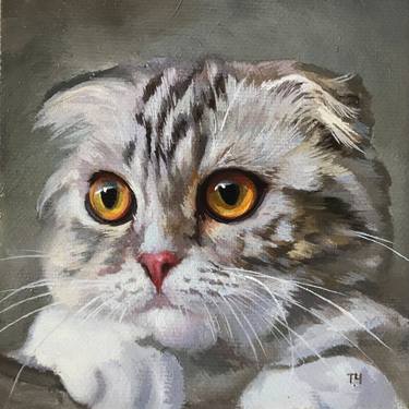 Original Fine Art Cats Paintings by Tatjana Cechun