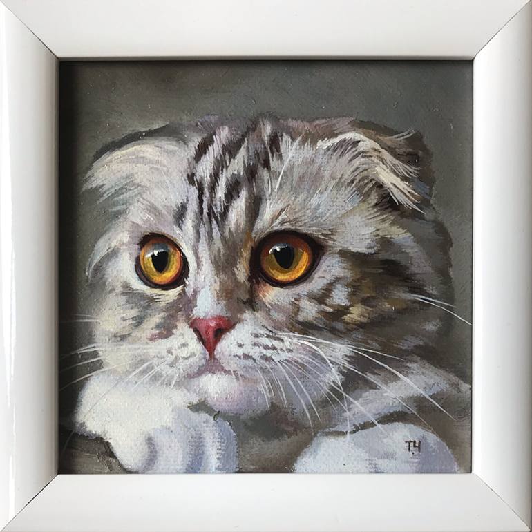 Original Contemporary Cats Painting by Tatjana Cechun