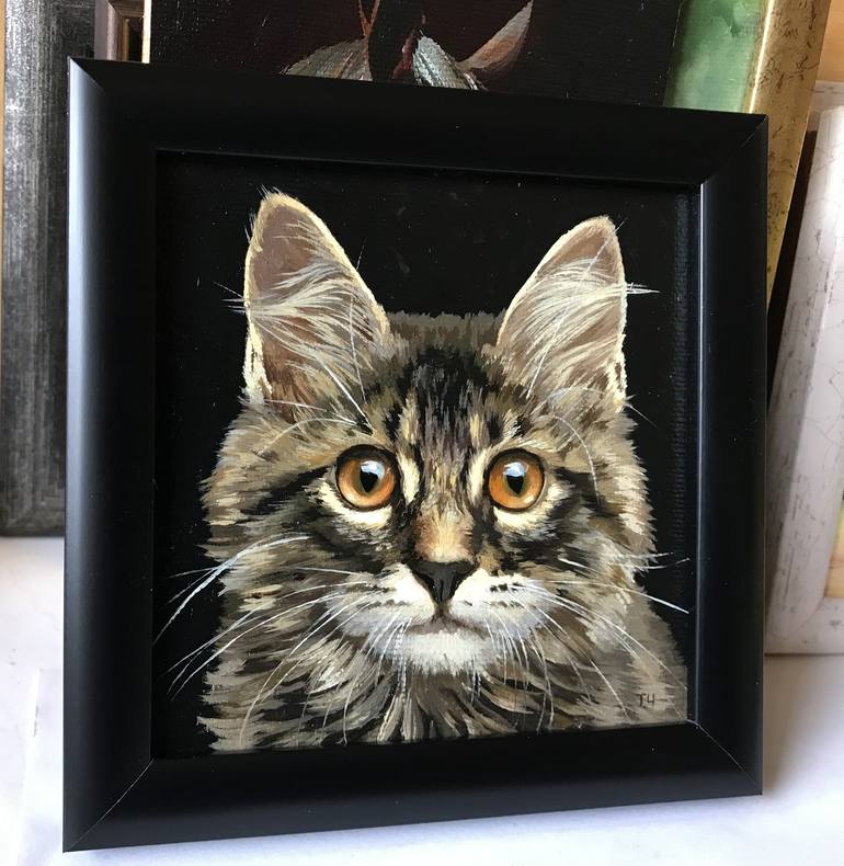 Original Contemporary Cats Painting by Tatjana Cechun