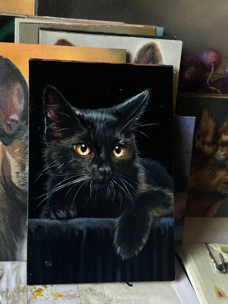 Original Contemporary Cats Painting by Tatjana Cechun