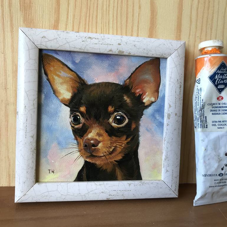 Original Contemporary Dogs Painting by Tatjana Cechun