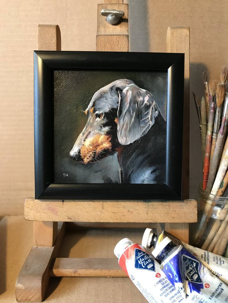 Original Contemporary Dogs Painting by Tatjana Cechun