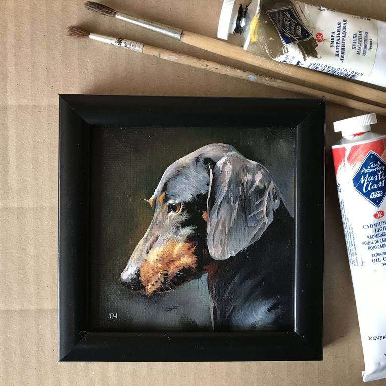 Original Contemporary Dogs Painting by Tatjana Cechun