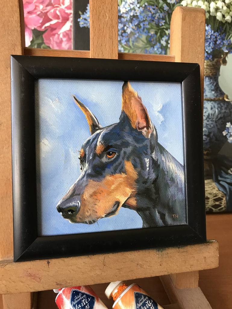 Original Contemporary Dogs Painting by Tatjana Cechun