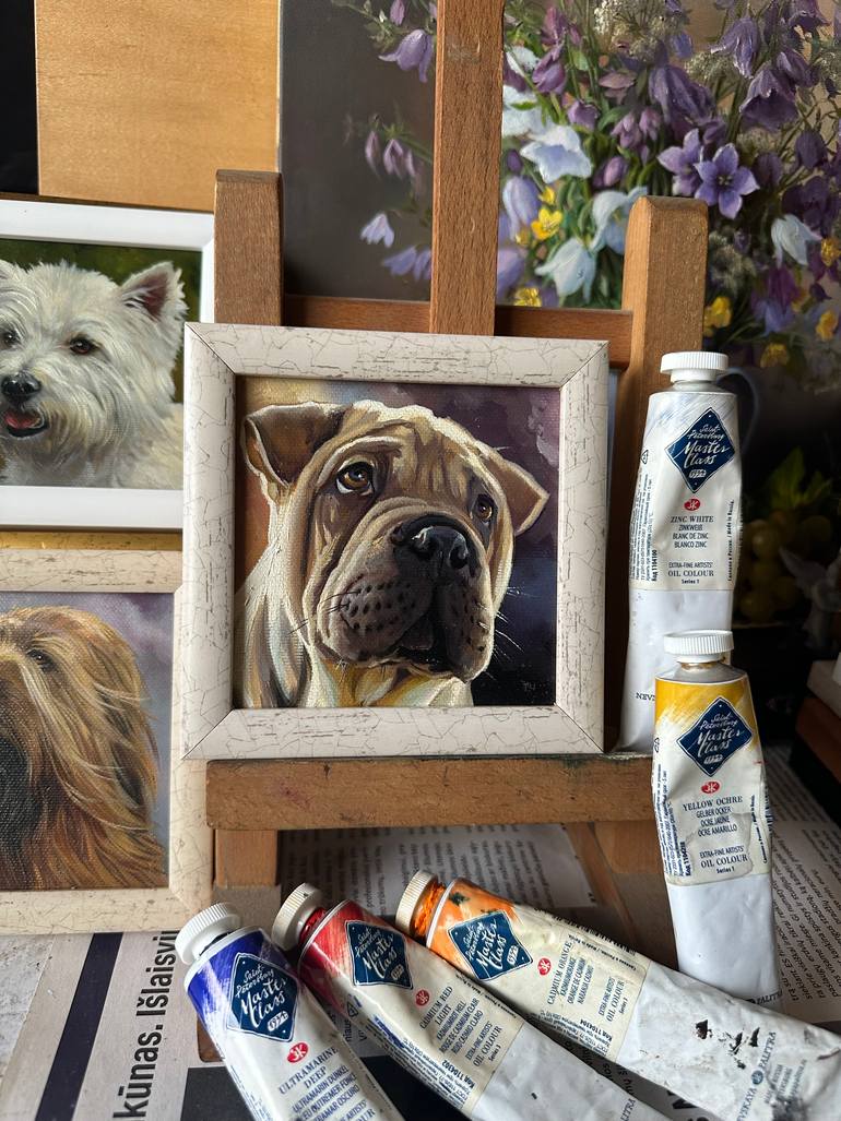 Original Contemporary Dogs Painting by Tatjana Cechun