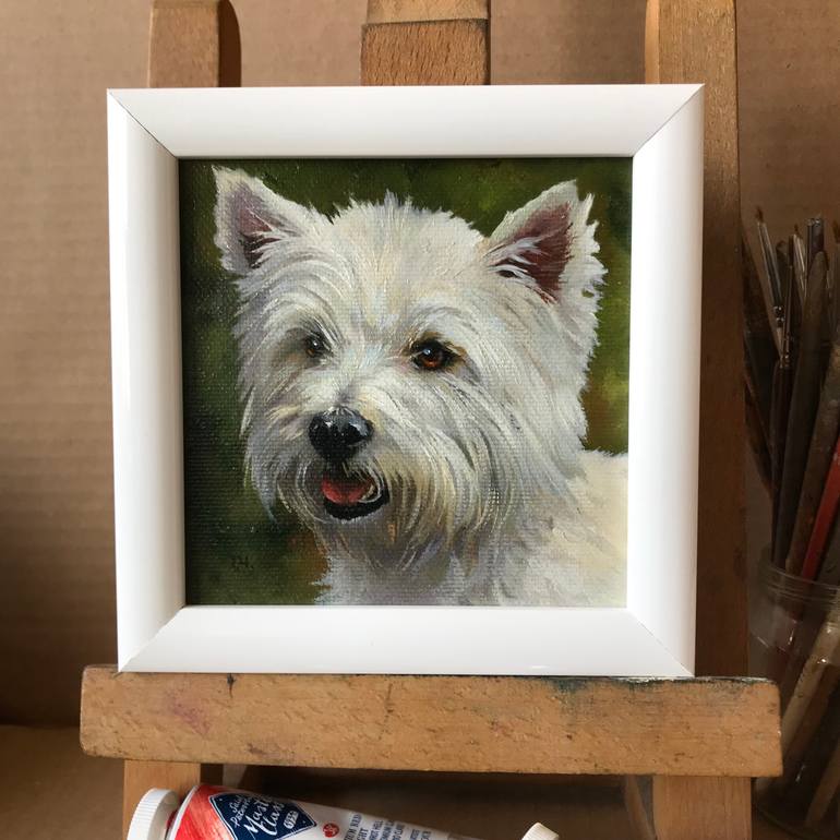 Original Contemporary Dogs Painting by Tatjana Cechun