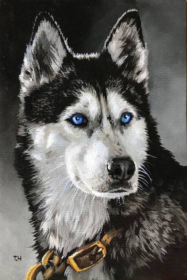 Original Fine Art Dogs Paintings by Tatjana Cechun