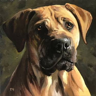 Original Fine Art Dogs Paintings by Tatjana Cechun