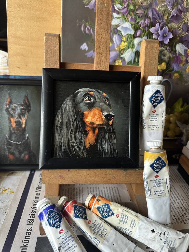 Original Contemporary Dogs Painting by Tatjana Cechun