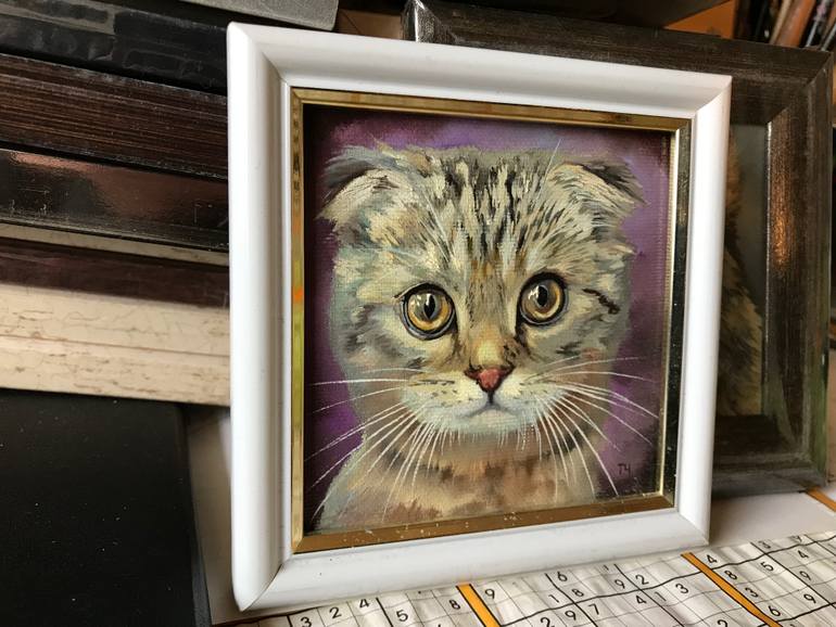 Original Contemporary Cats Painting by Tatjana Cechun