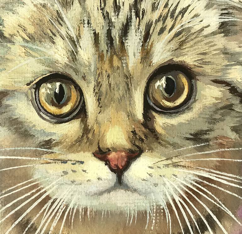 Original Contemporary Cats Painting by Tatjana Cechun