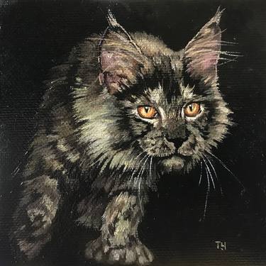 Original Fine Art Cats Paintings by Tatjana Cechun