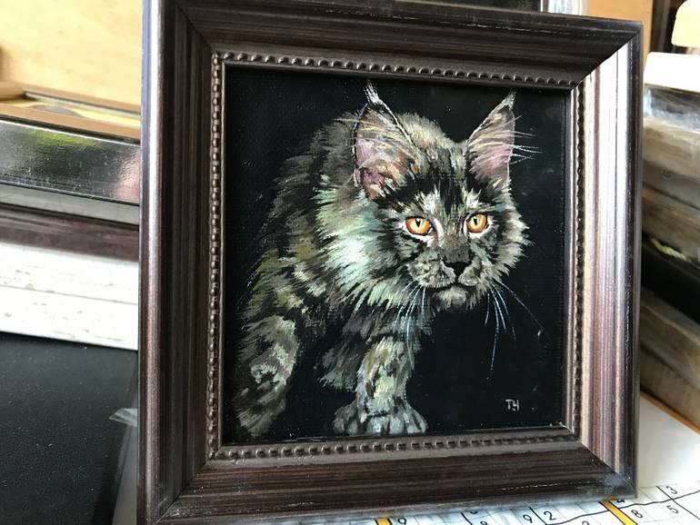 Original Contemporary Cats Painting by Tatjana Cechun