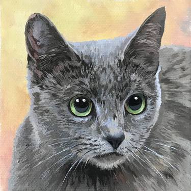 Original Fine Art Cats Paintings by Tatjana Cechun