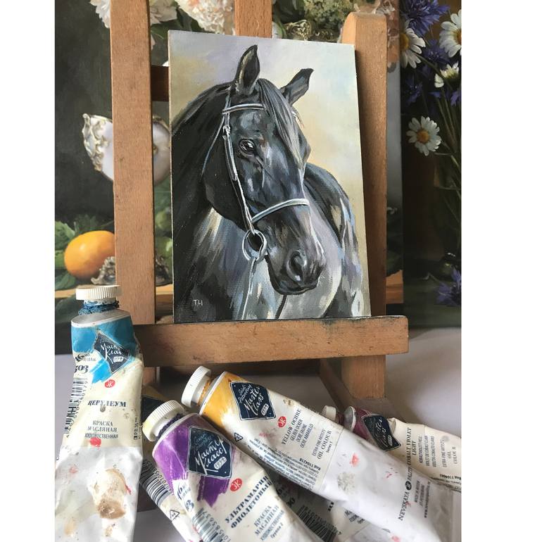 Original Contemporary Horse Painting by Tatjana Cechun