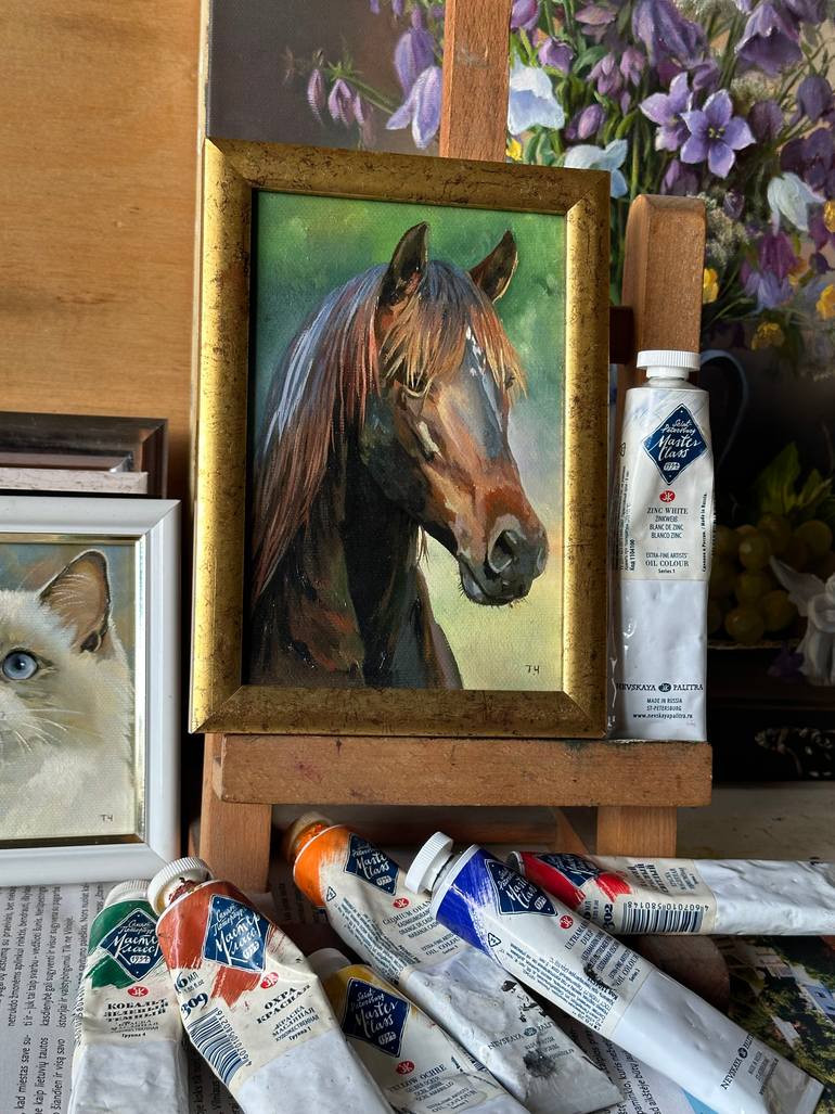 Original Contemporary Horse Painting by Tatjana Cechun