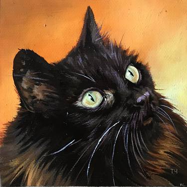 Original Fine Art Cats Paintings by Tatjana Cechun