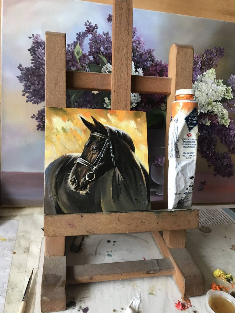 Original Contemporary Horse Painting by Tatjana Cechun