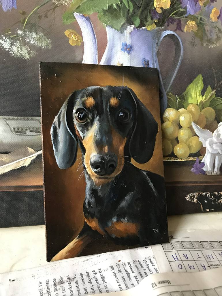 Original Contemporary Dogs Painting by Tatjana Cechun