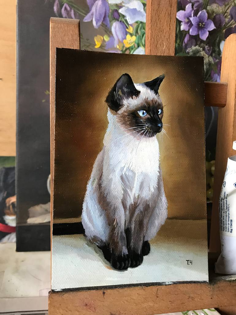 Original Contemporary Cats Painting by Tatjana Cechun