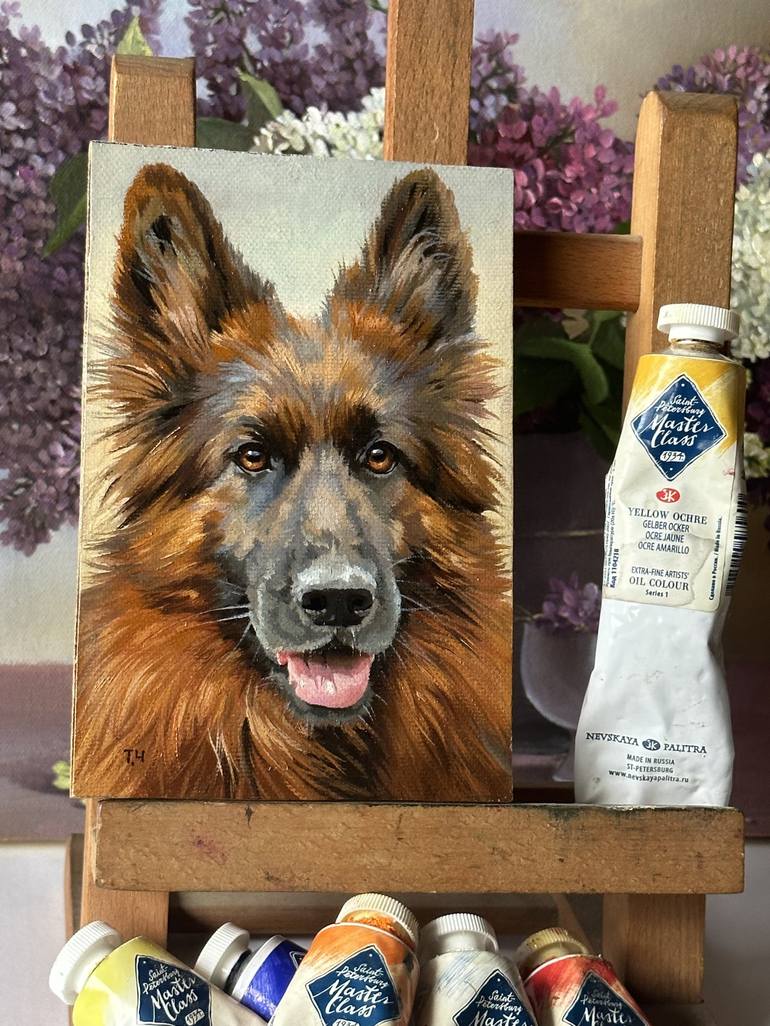 Original Dogs Painting by Tatjana Cechun