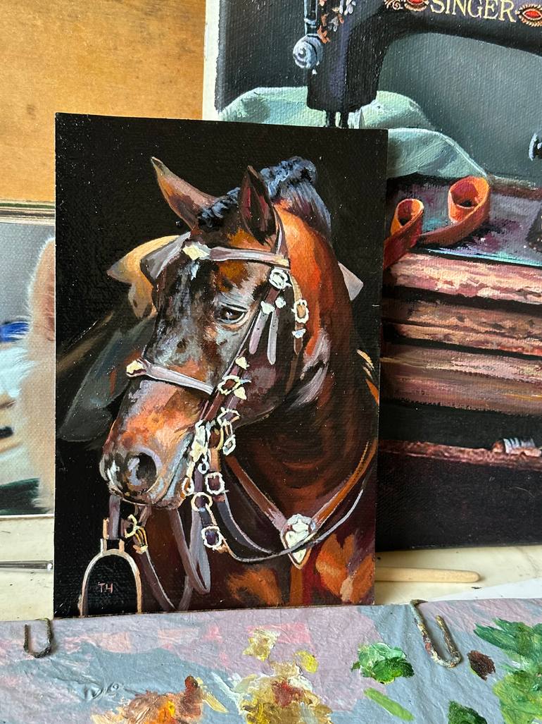 Original Contemporary Horse Painting by Tatjana Cechun