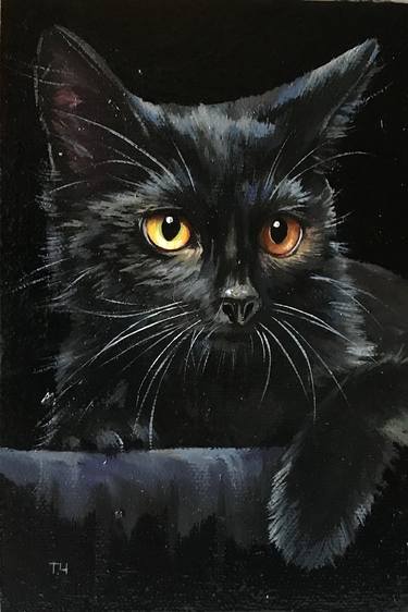 Original Fine Art Cats Paintings by Tatjana Cechun