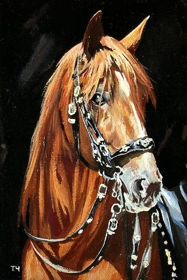 Original Fine Art Horse Paintings by Tatjana Cechun