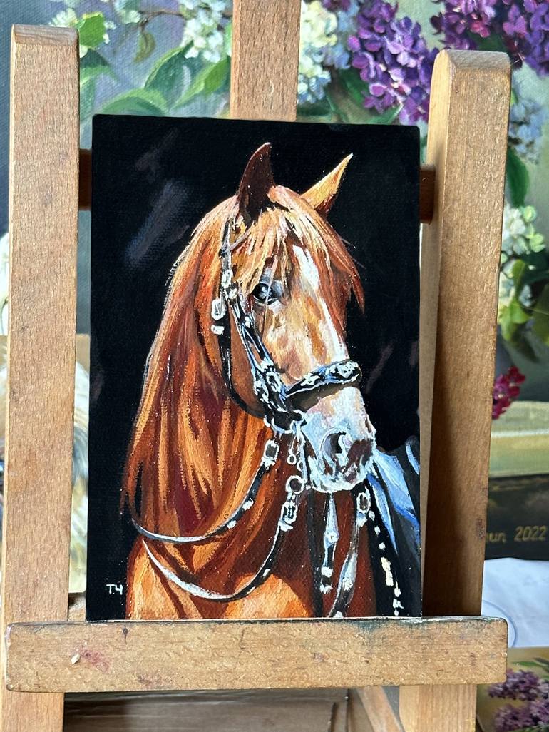 Original Contemporary Horse Painting by Tatjana Cechun