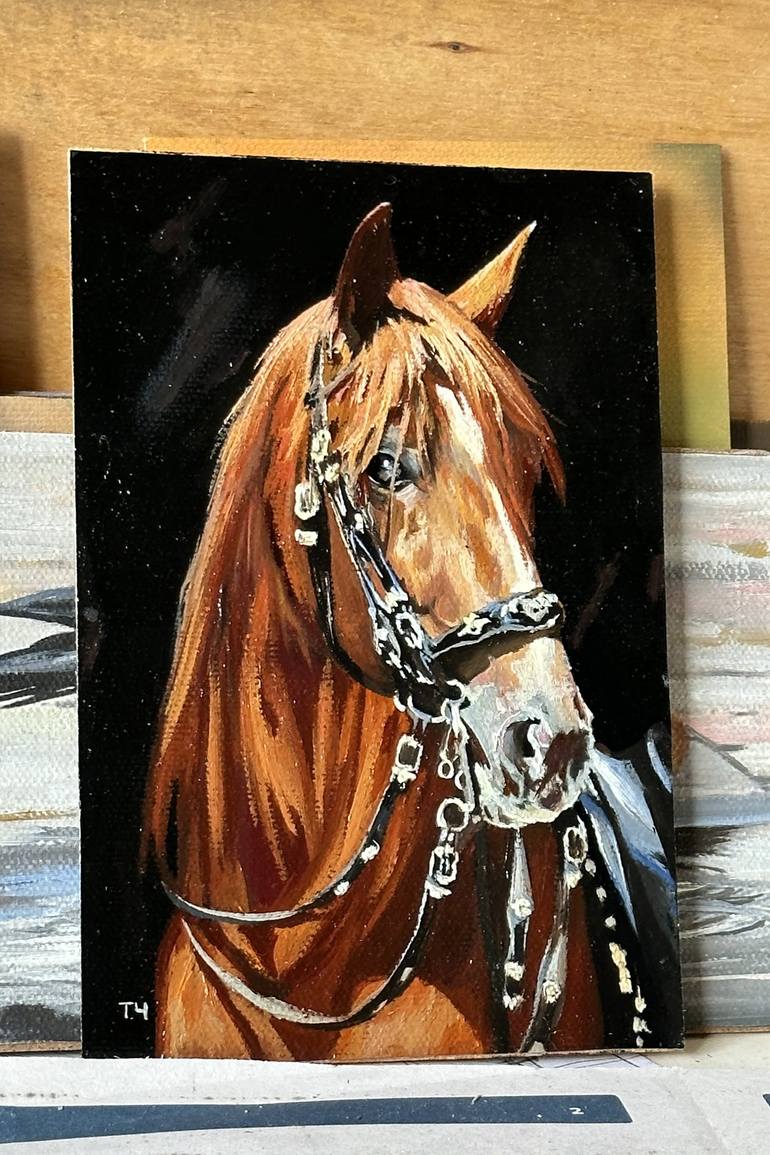 Original Contemporary Horse Painting by Tatjana Cechun