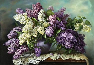 Original Classicism Floral Paintings by Tatjana Cechun