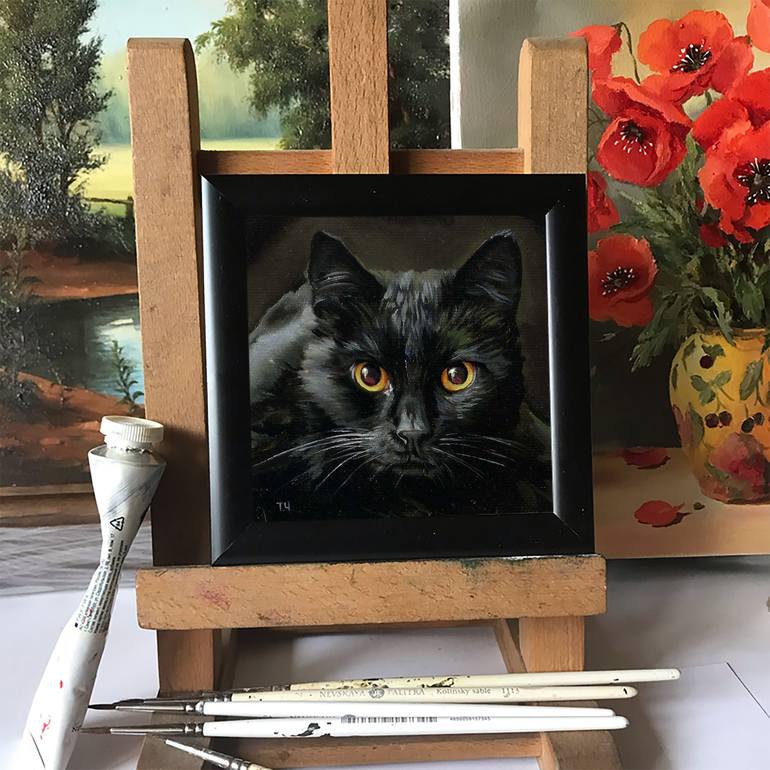 Original Contemporary Cats Painting by Tatjana Cechun