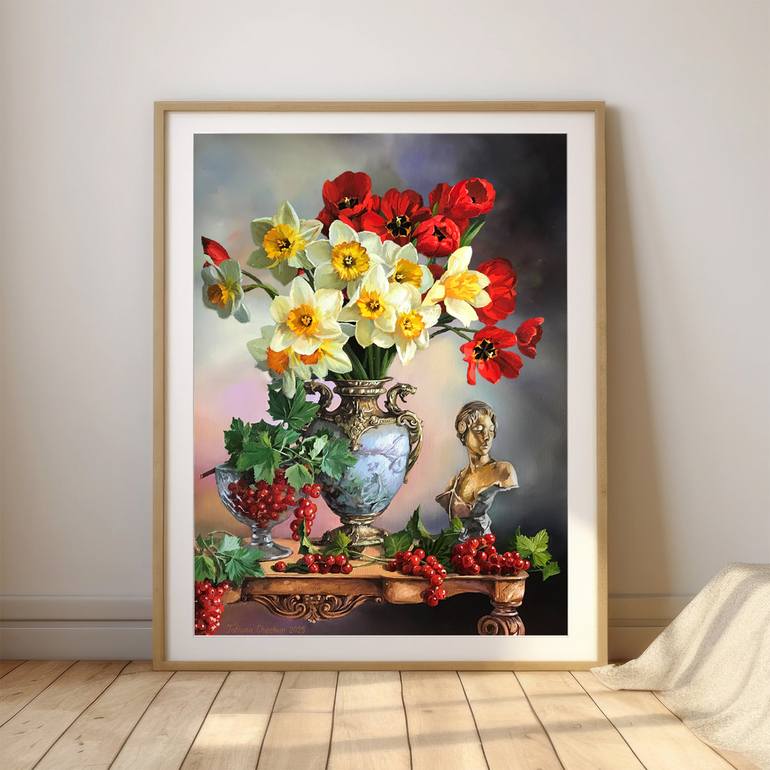 Original Classicism Still Life Mixed Media by Tatjana Cechun
