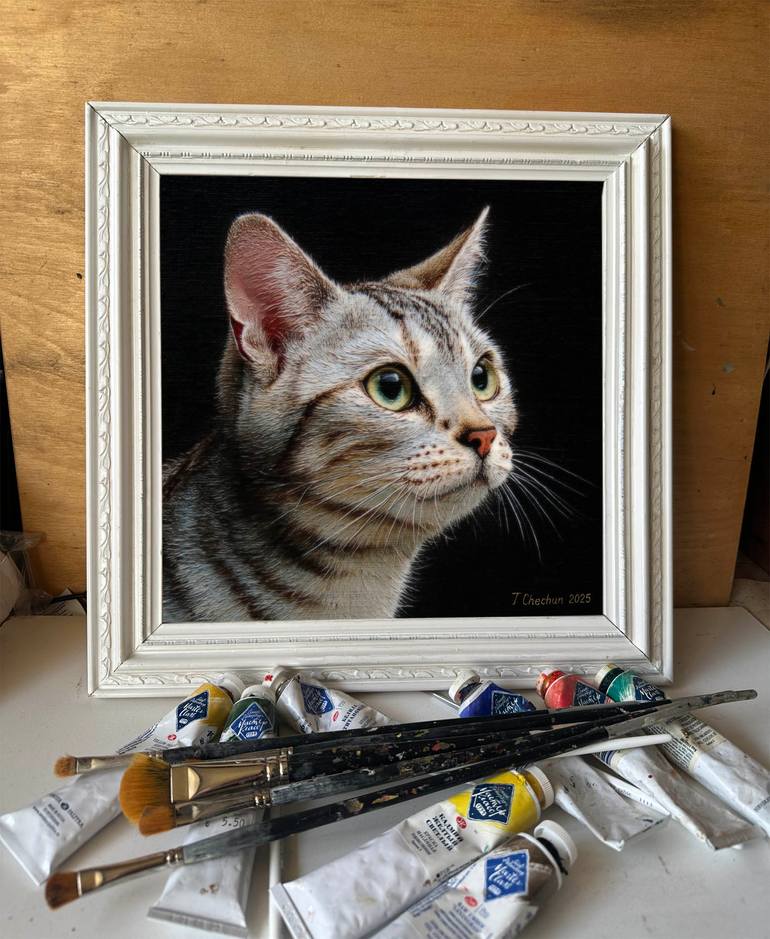 Original Contemporary Cats Painting by Tatjana Cechun