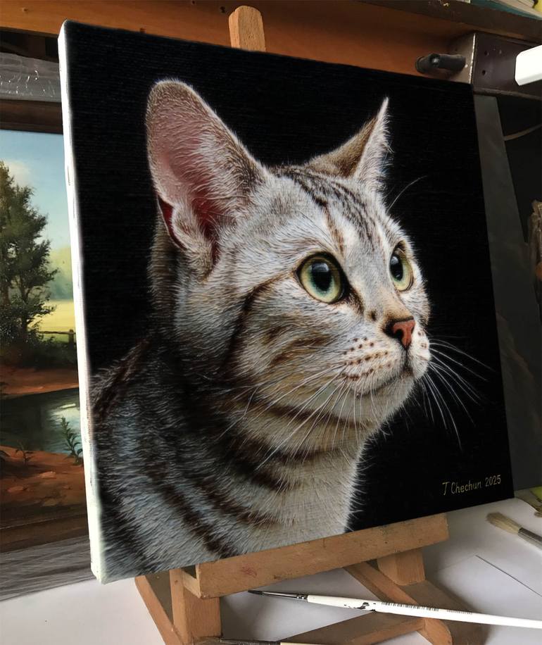 Original Contemporary Cats Painting by Tatjana Cechun