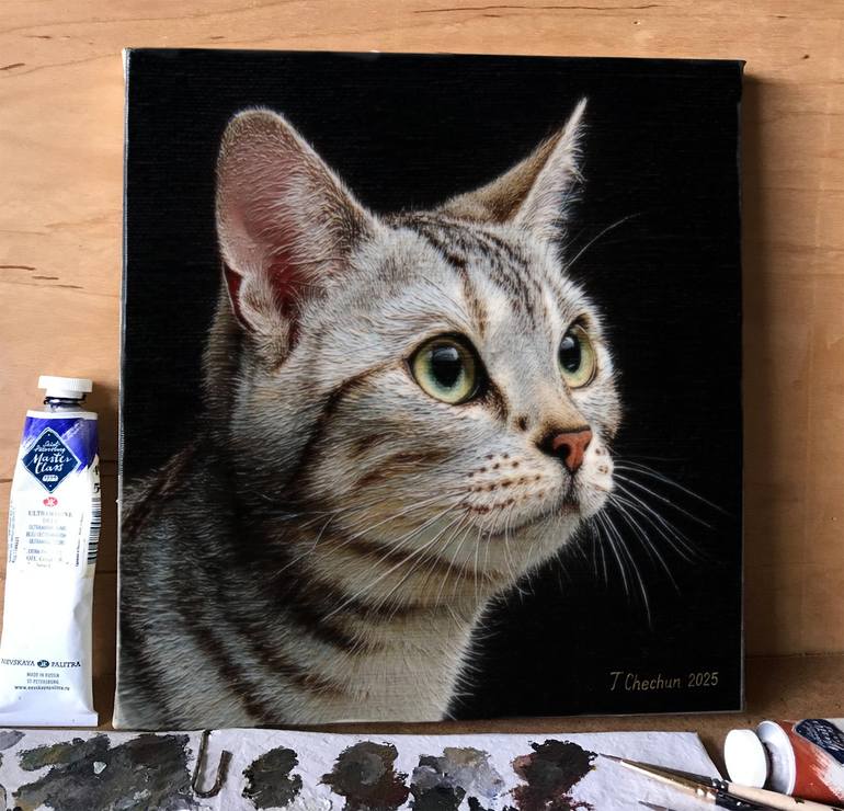 Original Contemporary Cats Painting by Tatjana Cechun