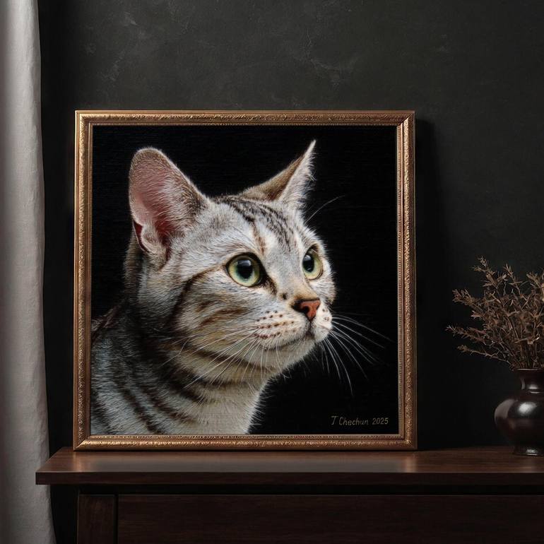 Original Contemporary Cats Painting by Tatjana Cechun