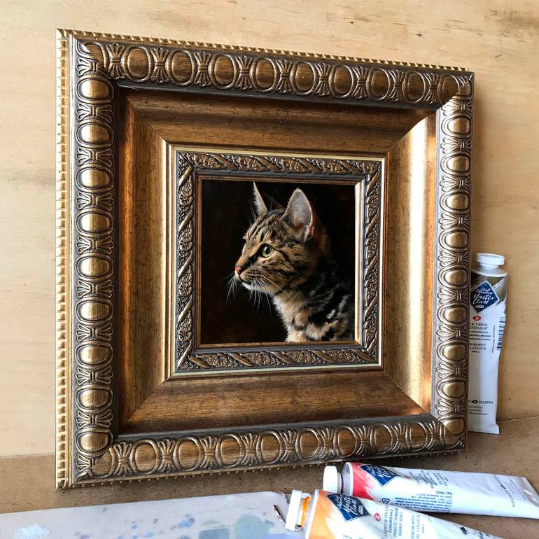 Original Realism Cats Painting by Tatjana Cechun