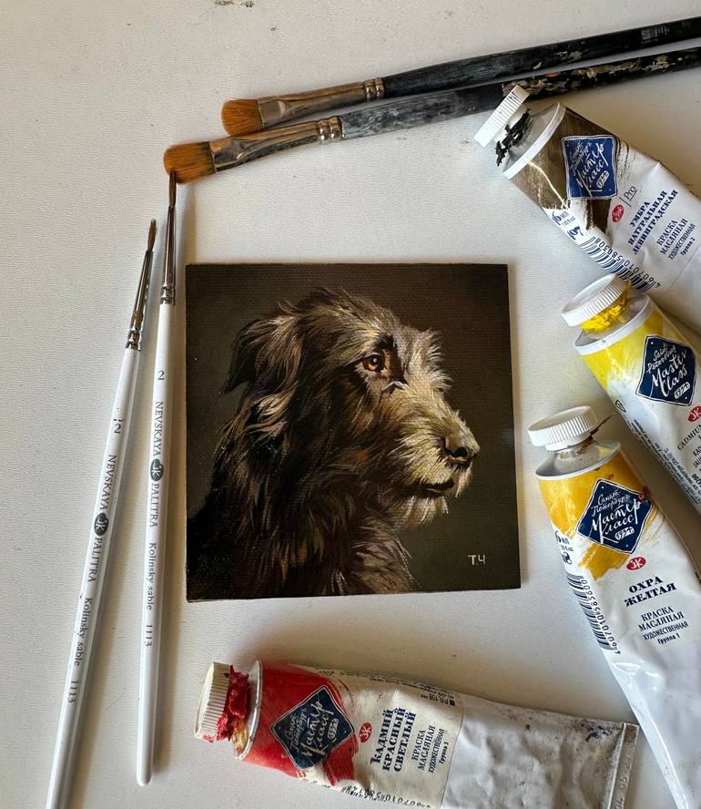 Original Portraiture Dogs Painting by Tatjana Cechun