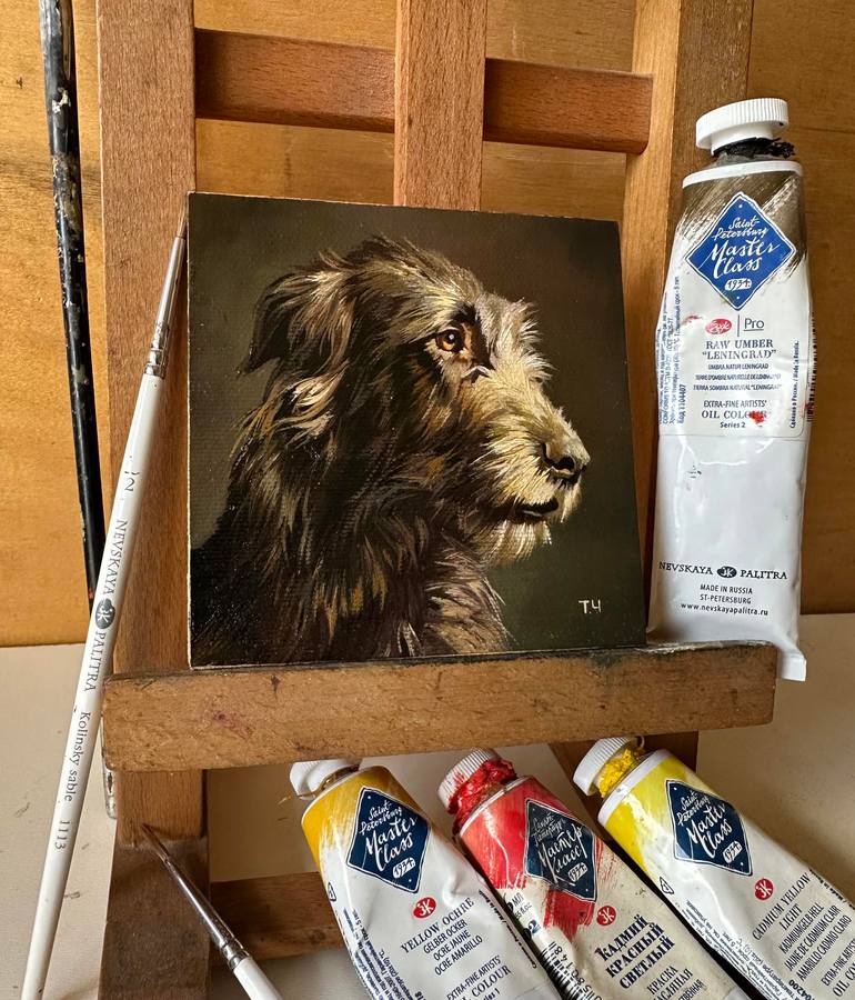 Original Portraiture Dogs Painting by Tatjana Cechun