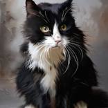 Portrait of a black and white kitten by Tatjana Cechun