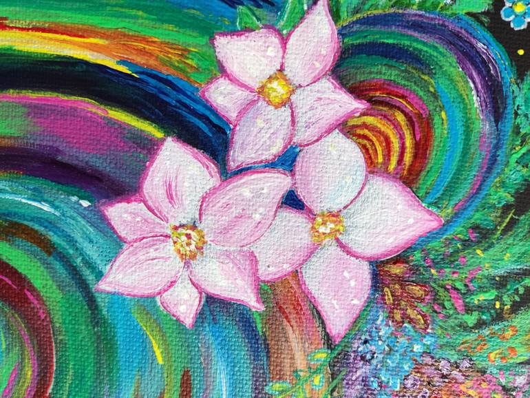 Original Abstract Floral Painting by Kristina Janekova