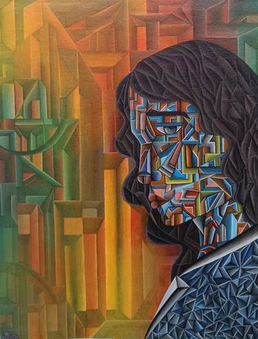 Original Figurative Geometric Paintings by Asmita Singh