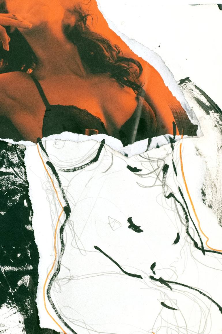 Original Pop Art Nude Mixed Media by Martin Wieland