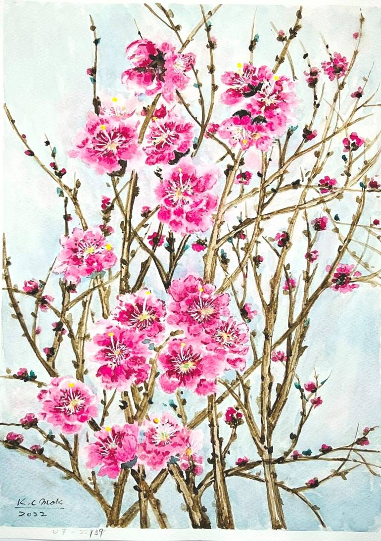 Peach Blossom Poster - Flower print