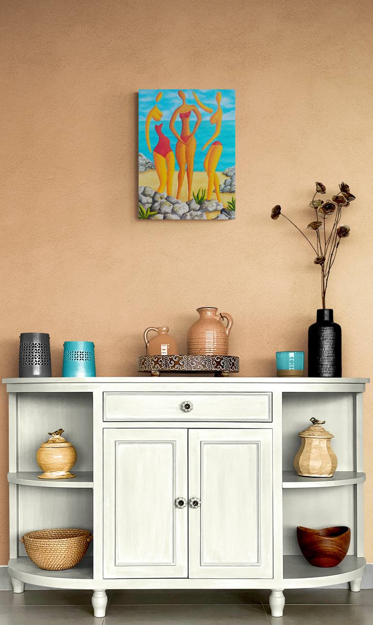 Original Abstract People Painting by Peter Vamosi