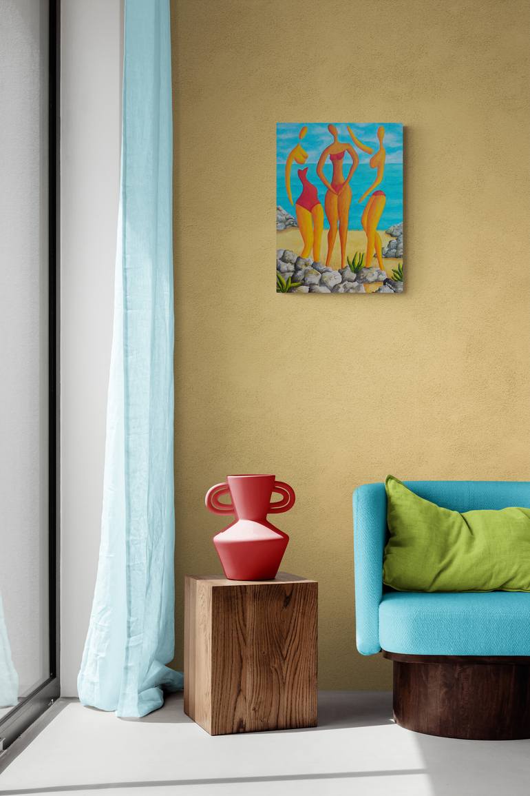 Original Abstract People Painting by Peter Vamosi