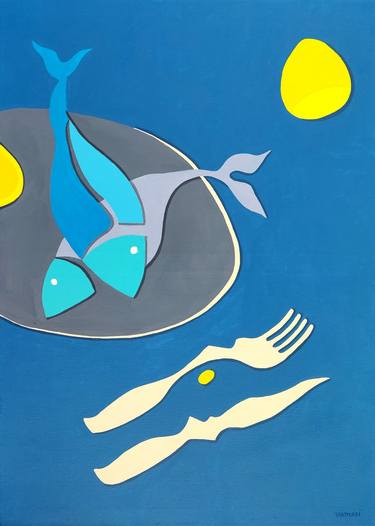 Original Abstract Fish Paintings by Peter Vamosi