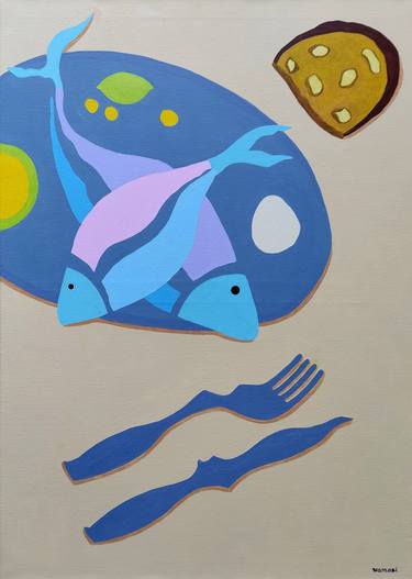Original Abstract Fish Paintings by Peter Vamosi