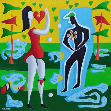 Original Figurative Love Painting by Peter Vamosi